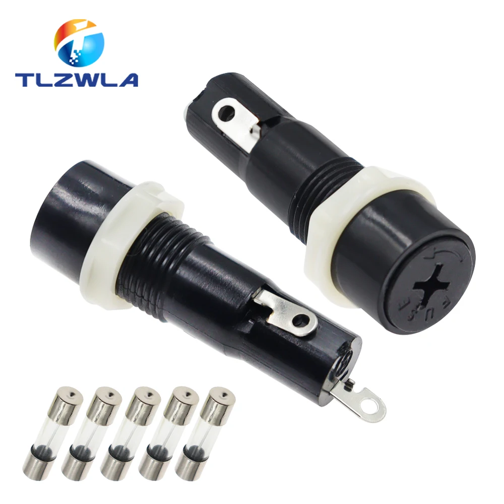 5PCS 5*20mm Glass Fuse Holders 5x20MM Black Insurance Tube Socket Fuse Holder for 5*20 insurance Panel Mount Fuse Holder MF-527