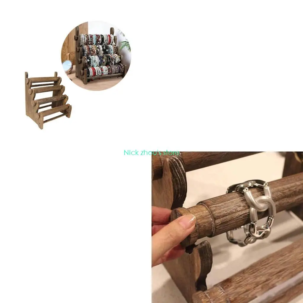 

E15E 4-х уровневый деревянный держатель для браслета, браслет, ожерелье, дисплей, подставка в виде башни