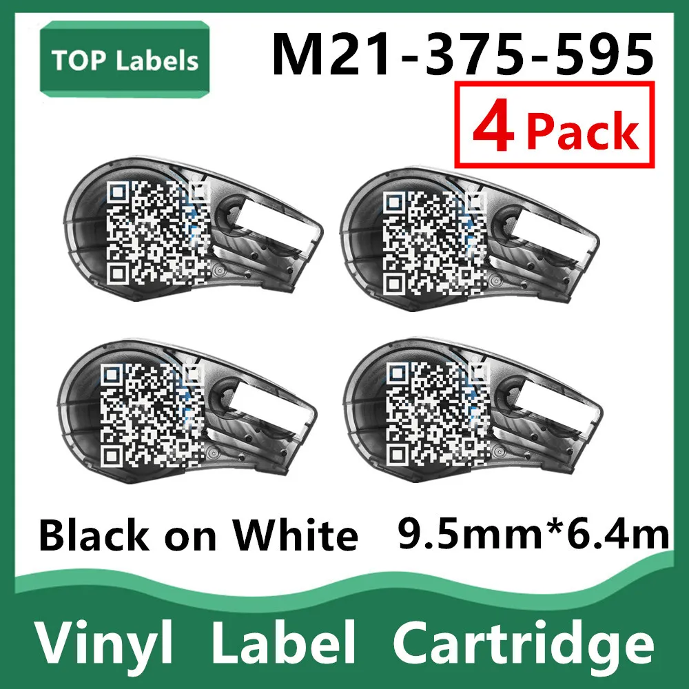 1~4PK Vinyl Film M21-375-595-WT Refill Ribbon Cartridge 9.5mm in Labeller,Handheld Label Printer Laboratory,Equipment Labeling