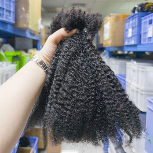 Extensiones de cabello humano 100% para trenzas Locs 4C Afro rizado extensión a granel trenza 16 pulgadas cabello virgen crudo sin procesar a granel sin trama