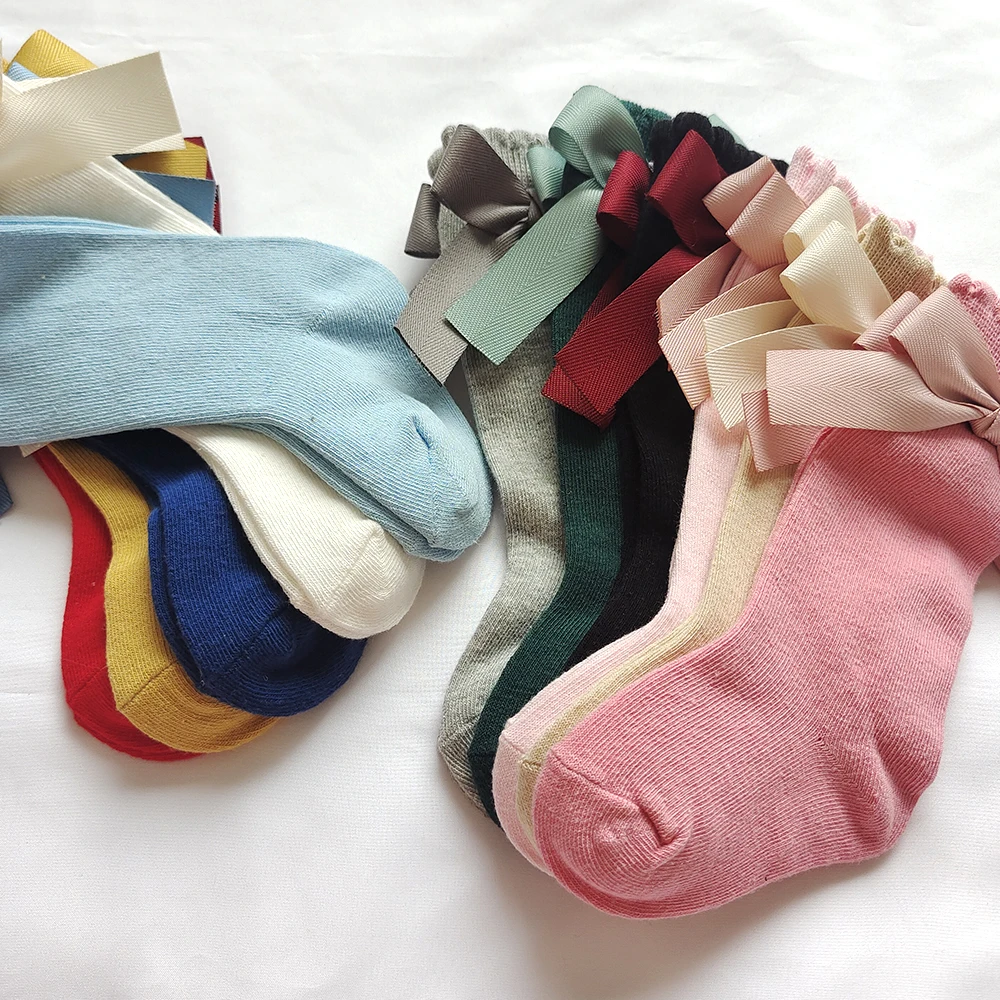 Neue Baby-Baumwollsocken mit Großer Schleife für Mädchen, Prinzessinnen-Socken, Kinder- und Kleinkinder-Strümpfe, Säuglings-Accessoires, Kinder-Langsocken – Detail 7