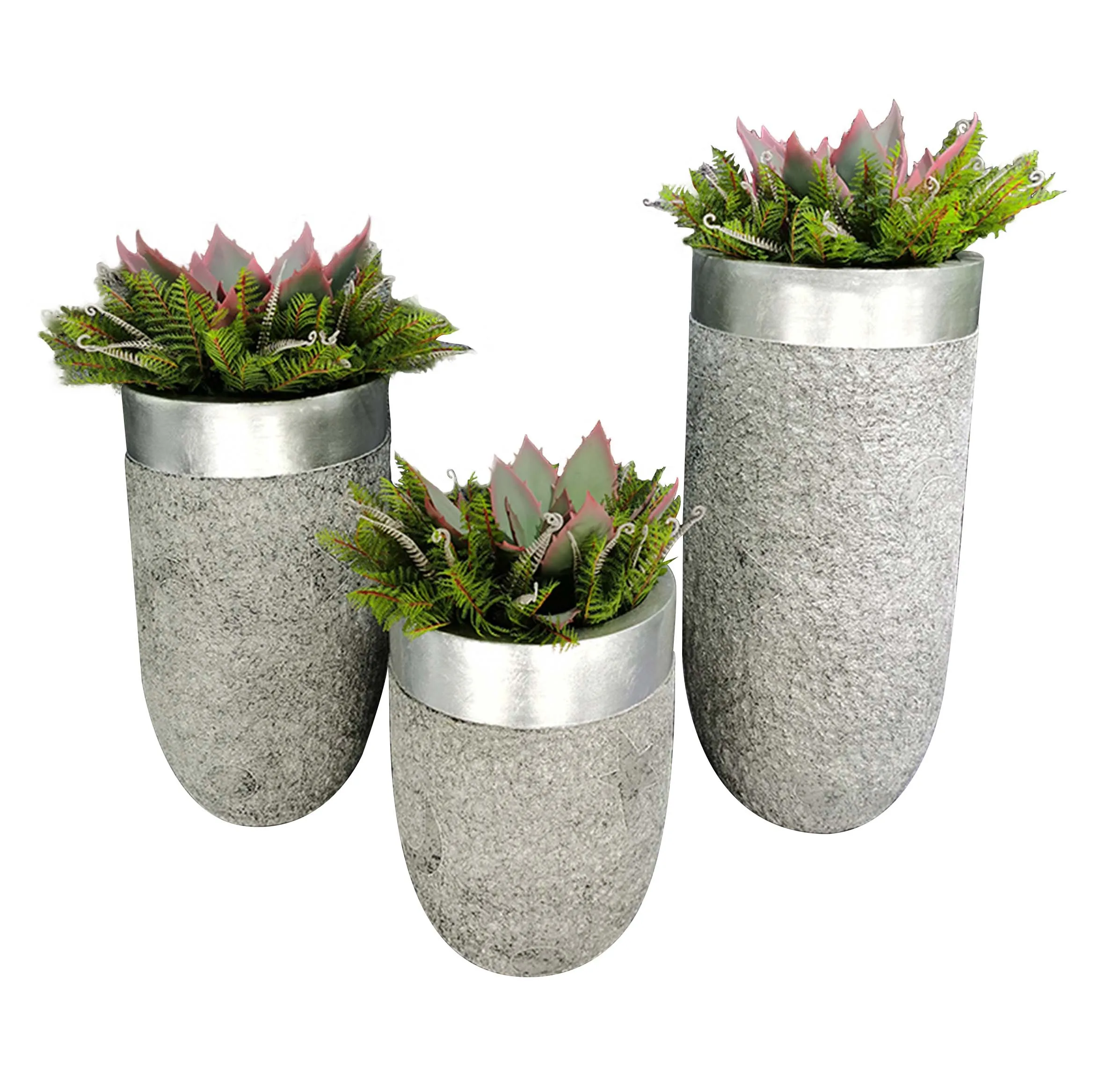 Large  Combo Plant Pots Stand Fiberglass Flower Pots Planters for Gardening Indoor Outdoor Resin Light Weight Pots