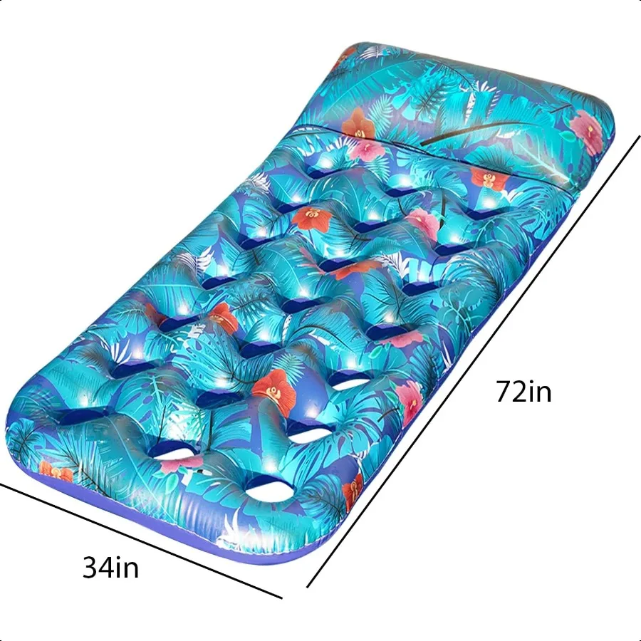 Iatable Pool Floats Adult 2 Pack Large Pool Float Raft with Headrest for Adults Tanning Pool Lounger Cooling Pool Floaties for