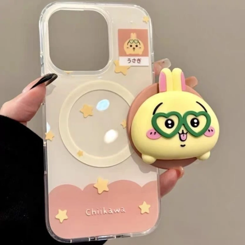 Anime Cartoon Kawaii Chiikawa Mobile Phone Case Applicable To Apple Magnetic Attraction Bracket High Color All Inclusive Acrylic