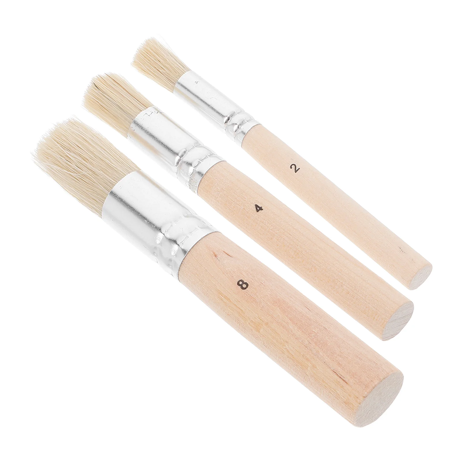 

3Pcs Round Paint Brush Set Wooden Handle Bristle Brushes for Stenciling Acrylic Oil Watercolor Crafts Stencil Paint Brushes