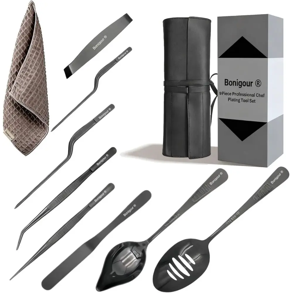 

Chef Plating Tools,Professional Culinary Plating Tool Set,Chef Garnish Tools Kit,Fish Tweezers,Pastry Spatula,Cake ting Tweezers