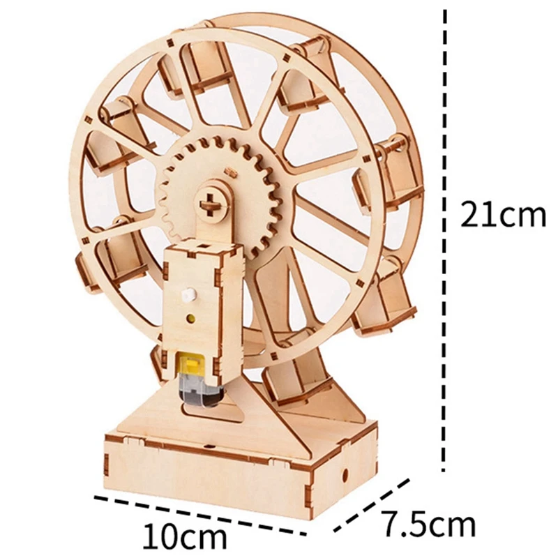 3D DIY 전기 공예 관람차 퍼즐 게임, 나무 모델 빌딩 키트, 과학 교육 장난감, 어린이 선물