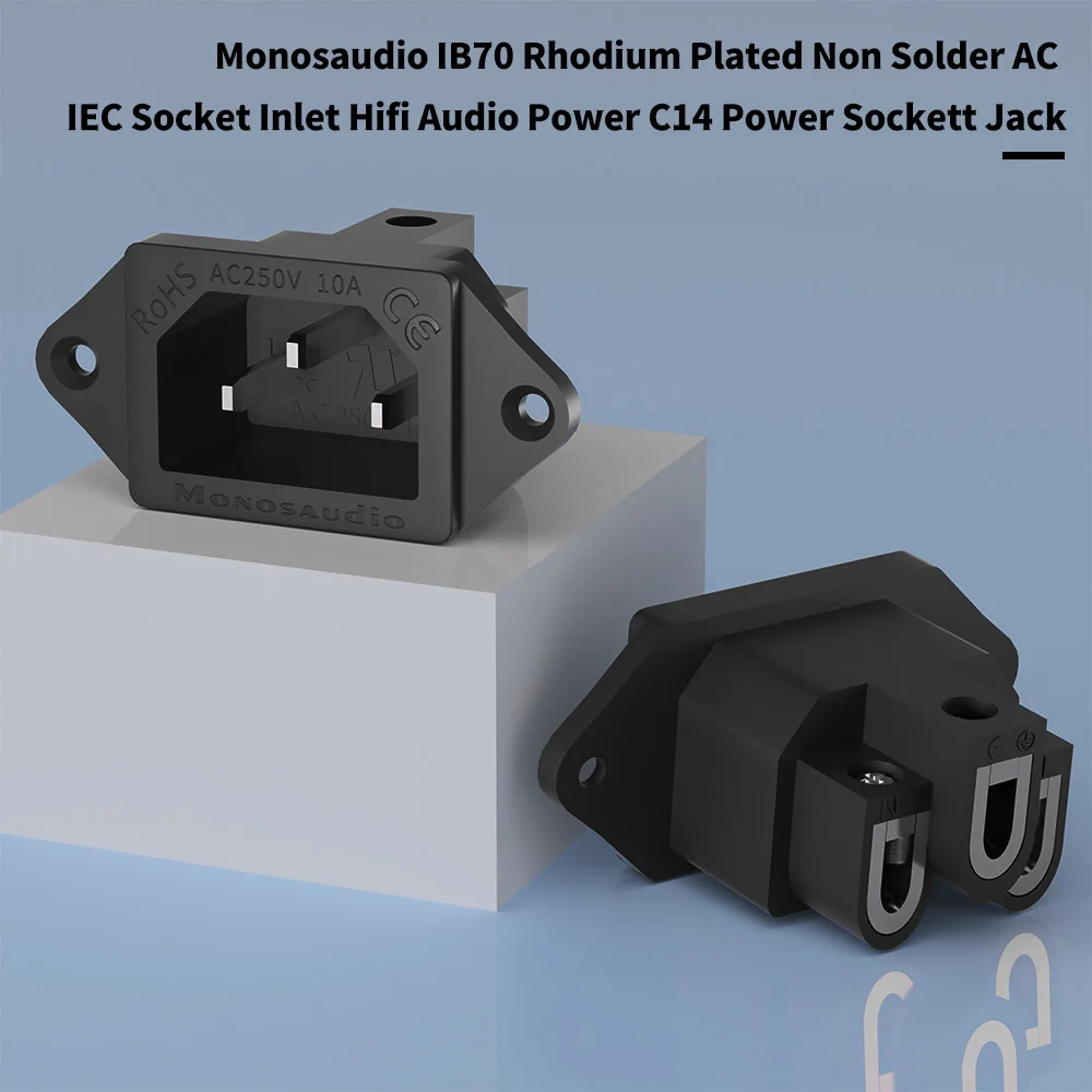 IB70R Monosaudio Pure Copper Rhodium Plated AC IEC Inlet Socket audiophile Power IEC320 Mains connector C14 Power Socket