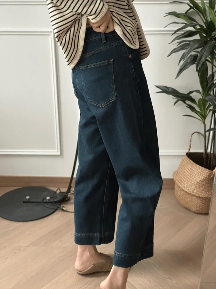 Y2k Women's Jeans Autumn New High Waist Straight Jeans Women's Plus Size Fat Mm Pear Shape Body Slim Crotch Wide Leg Jeans