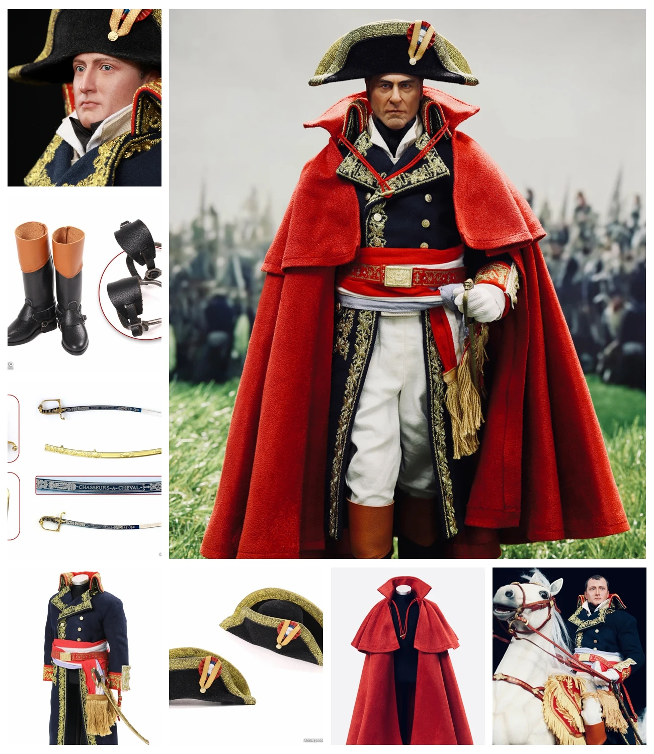 

For Sale 1/6 DID N80179 Soldier Doll Imperial Series Napoléon Toy Model Head Sculpt Dressing Coat Hollow Shoe Boot Accessories