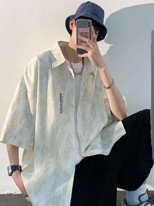 

Men's Summer Casual Loose Ice Silk ort Sve irt Breathable plus Size Loose Fit Faionable Lightweight arp Collar