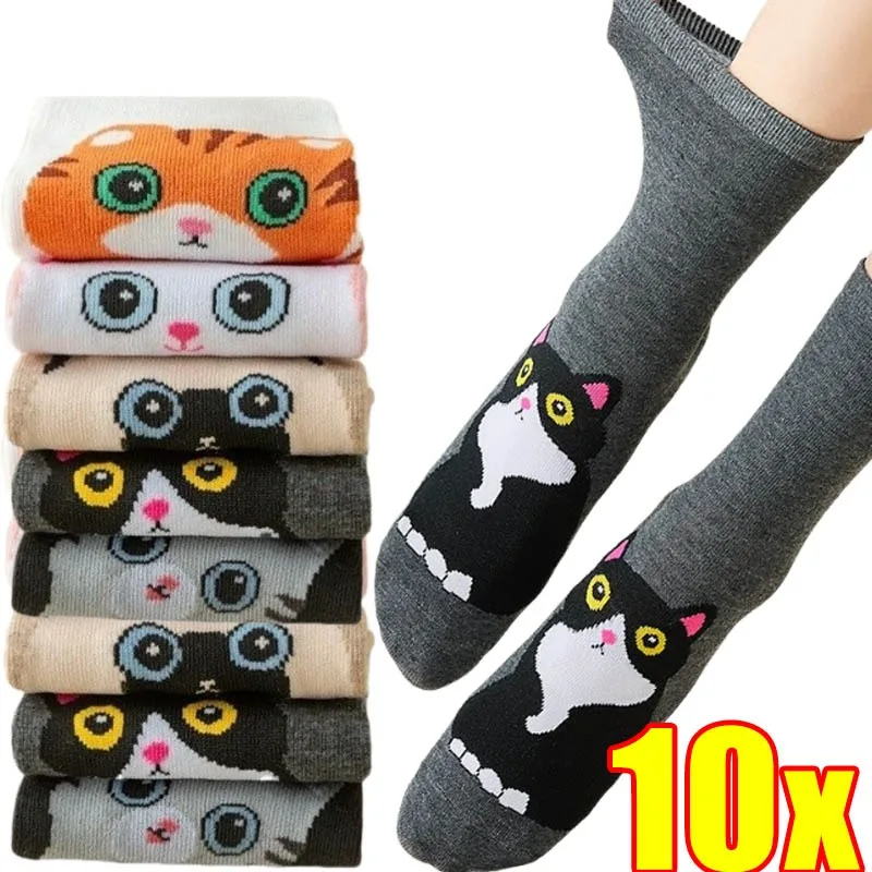 1-10pairs Vrouwen Cartoon Sokjes Leuke Animal Design Katoenen Korte Sokken voor Lente Zomer Kawaii Ademende Casual Kousen