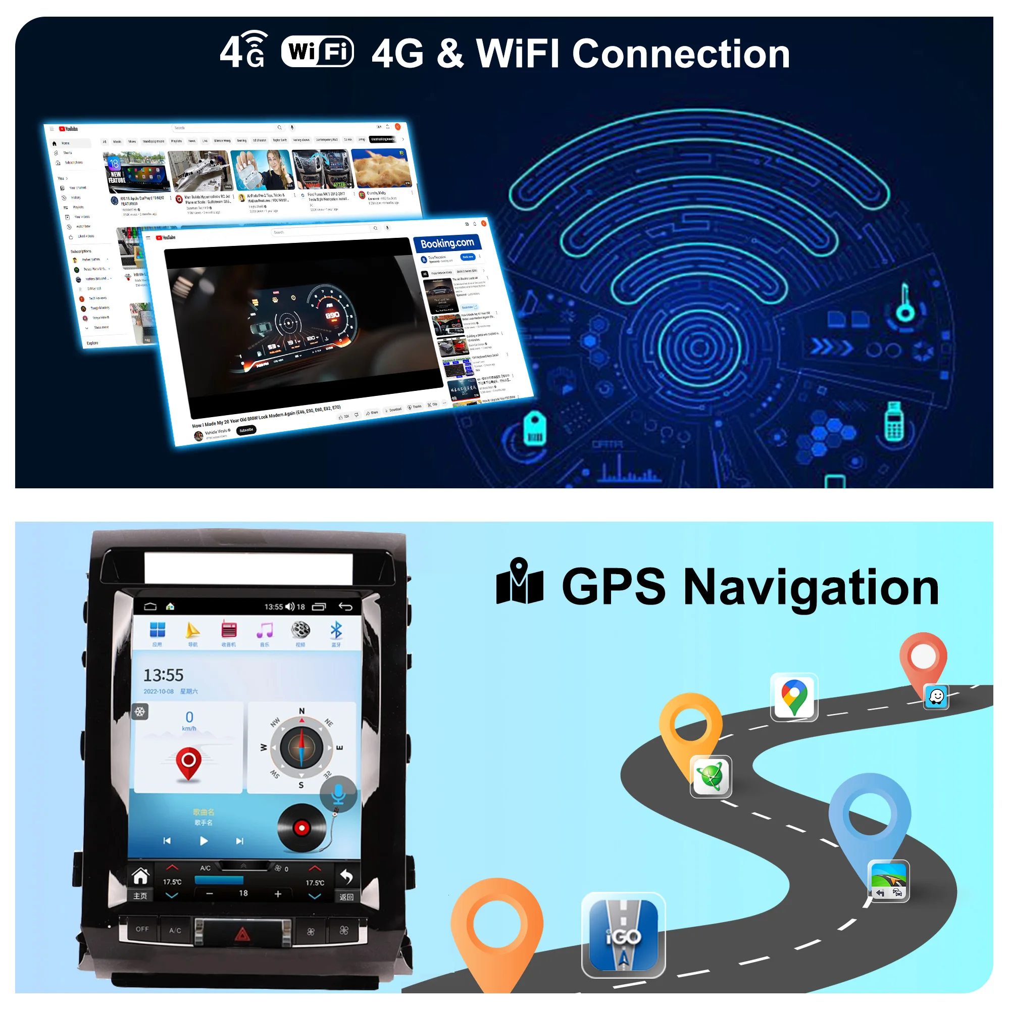 لتويوتا لاند كروزر 2008-2015 12.1 'أندرويد 14 مشغل راديو السيارة لتحديد المواقع والملاحة السيارات ستيريو الوسائط المتعددة فيديو Headunit carplay