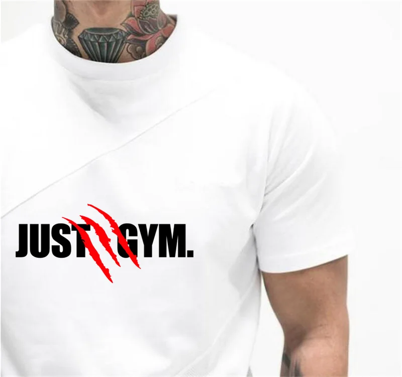 Summer Men's Patchwork Mesh Short-Sleeved Breathable Sportswear Gym Running Fitness Casual Bodybuilding Clothing Cotton T-Shirt