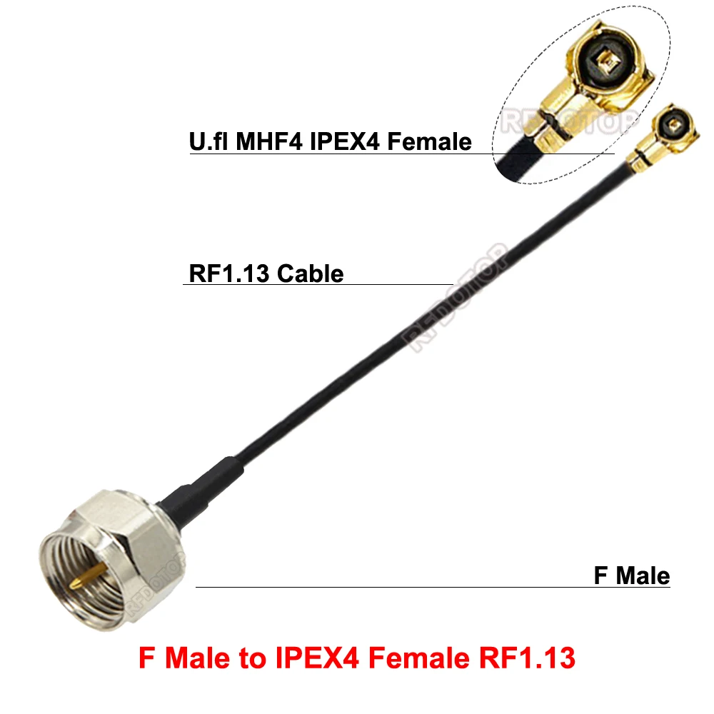 2PCS F Type Male Conector to uFL/IPEX4-Compatible Female RF1.13 Coax Cable Pigtail Wifi 3G Antenna Extension Cord Wire RF Jumper