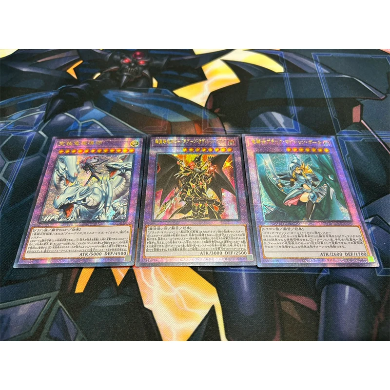 3PCS Yu-Gi-Oh! DIY Black Magician series Anime Game Collection Card Master Of Knight Dragon Red-Eyes Dark Dragoon flashcard