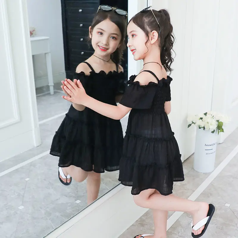 Girl Dresses Solid Color Girl Child Summer Dress Casual Style Children Party Dresses Solid Clothes Girl 6 8 10 12Y Girls Clothes