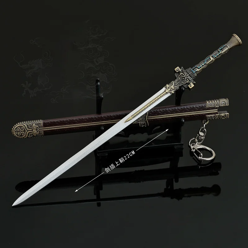 Periféricos de película FEUD de 22cm, espada Bai Jiu Si Qiyue totalmente de Metal con vaina, modelo de cuchillo, espada de juguete, colección de adornos artesanales Katana