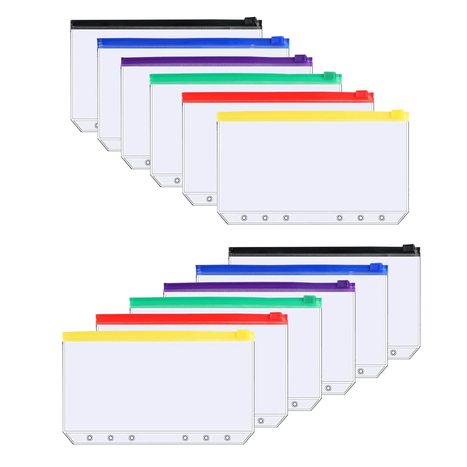 

Binder Pockets A6 6-Hole Zipper Binder Pockets Waterproof PVC Cash Budget Envelopes Loose Leaf Bag For Binder Notebook Planner
