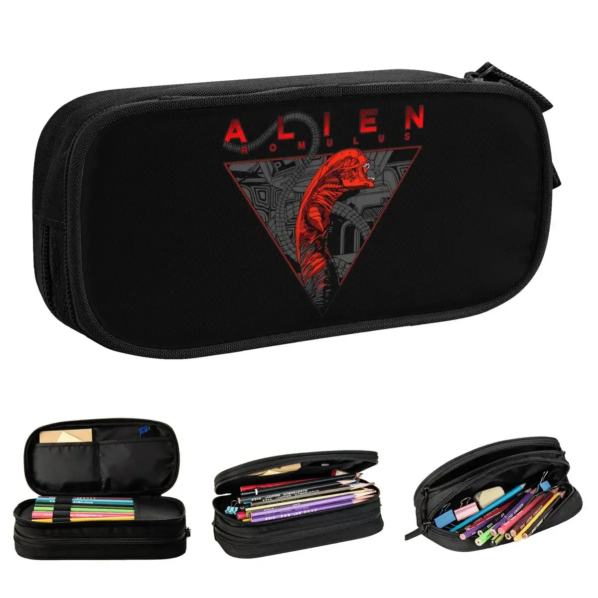 

Alien Romulus Movie Horror Pencil Cases Classic Pen Pencil Bags Girls Boys Large Storage School Supplies Gifts Pencil Pouch