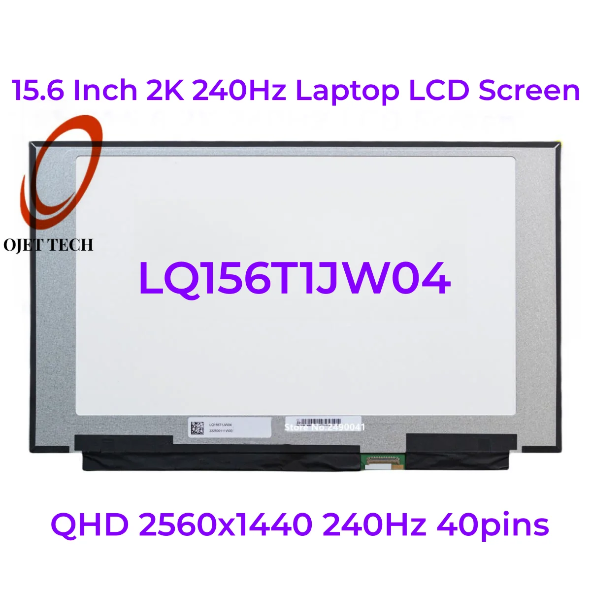 Substituição do Painel de Exibição Ips Gaming Tela do Laptop 15.6 Polegada 2k 240hz Ips Edp Lq156t1jw04 Qhd 2560×1440 40 Pinos