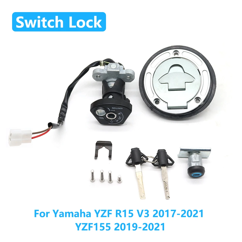 

Motorcycle Ignition Switch Fuel Gas Cap Cover Seat Lock Set For Yamaha YZF-R15 YZF R15 V3 2017-2021 YZF155 YZF 155 2019-2021