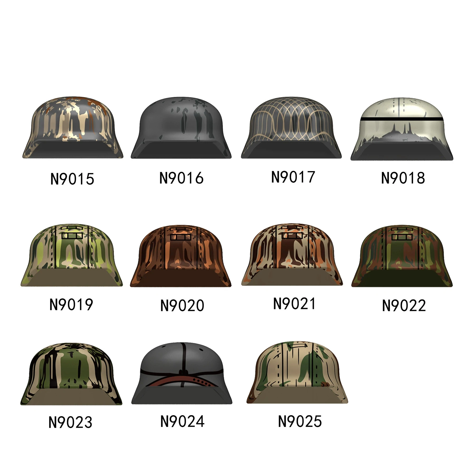 5/10PCS WWII Building Blocks Figura Soldati d'ufficio tedesco Indossando Cappello Accessorio Parte Maglia Camouflage Casco Giocattolo Regalo Mattoni A046