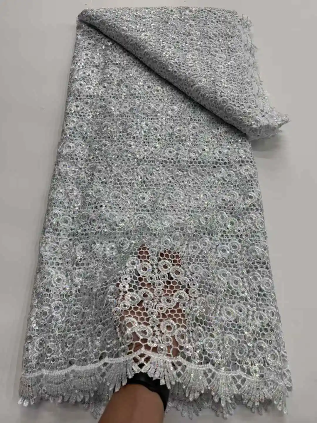 African Luxury Sequins  Mesh Lace Fabrics Nigerian Guipure French Lace Net Lace for Women Evening Dresses Sewing -RFa