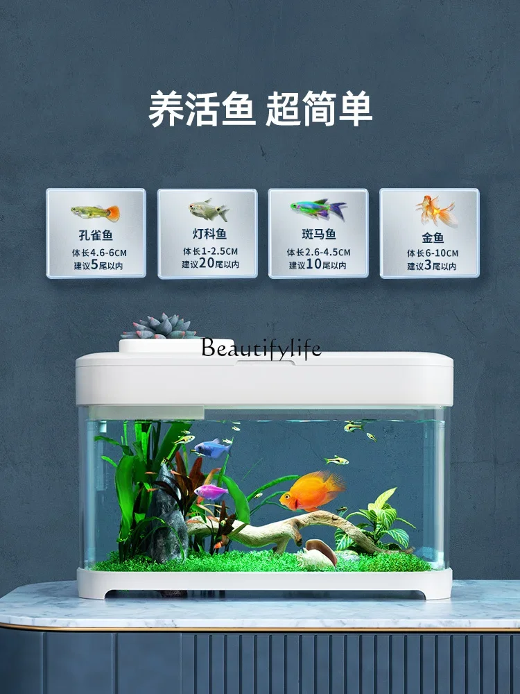 LD33Living Room Small Tropical Fish Tank Home Ecological Self-Circulation Office Desktop Small Fish Tank