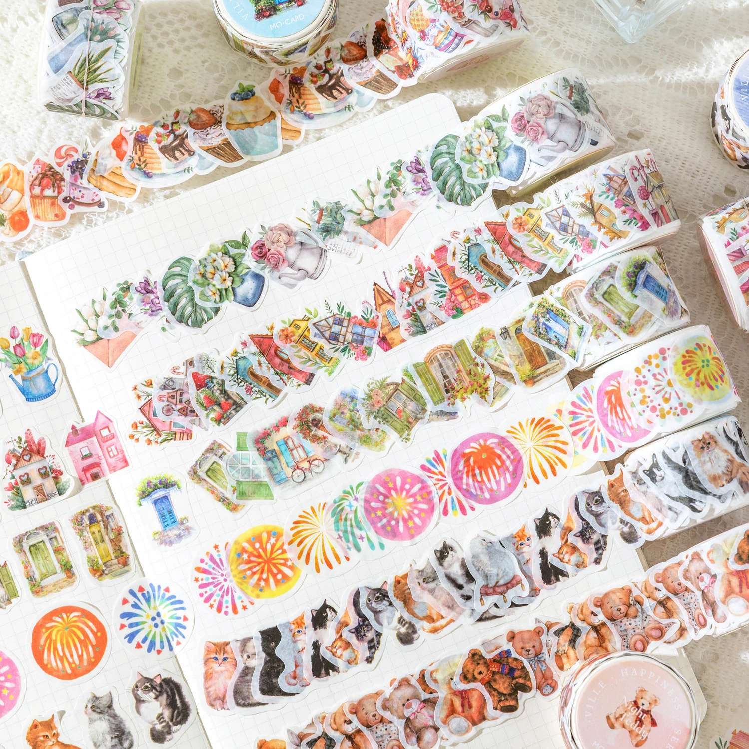 

8PCS/LOT Happy Town series cute lovely decorative paper masking washi tapes