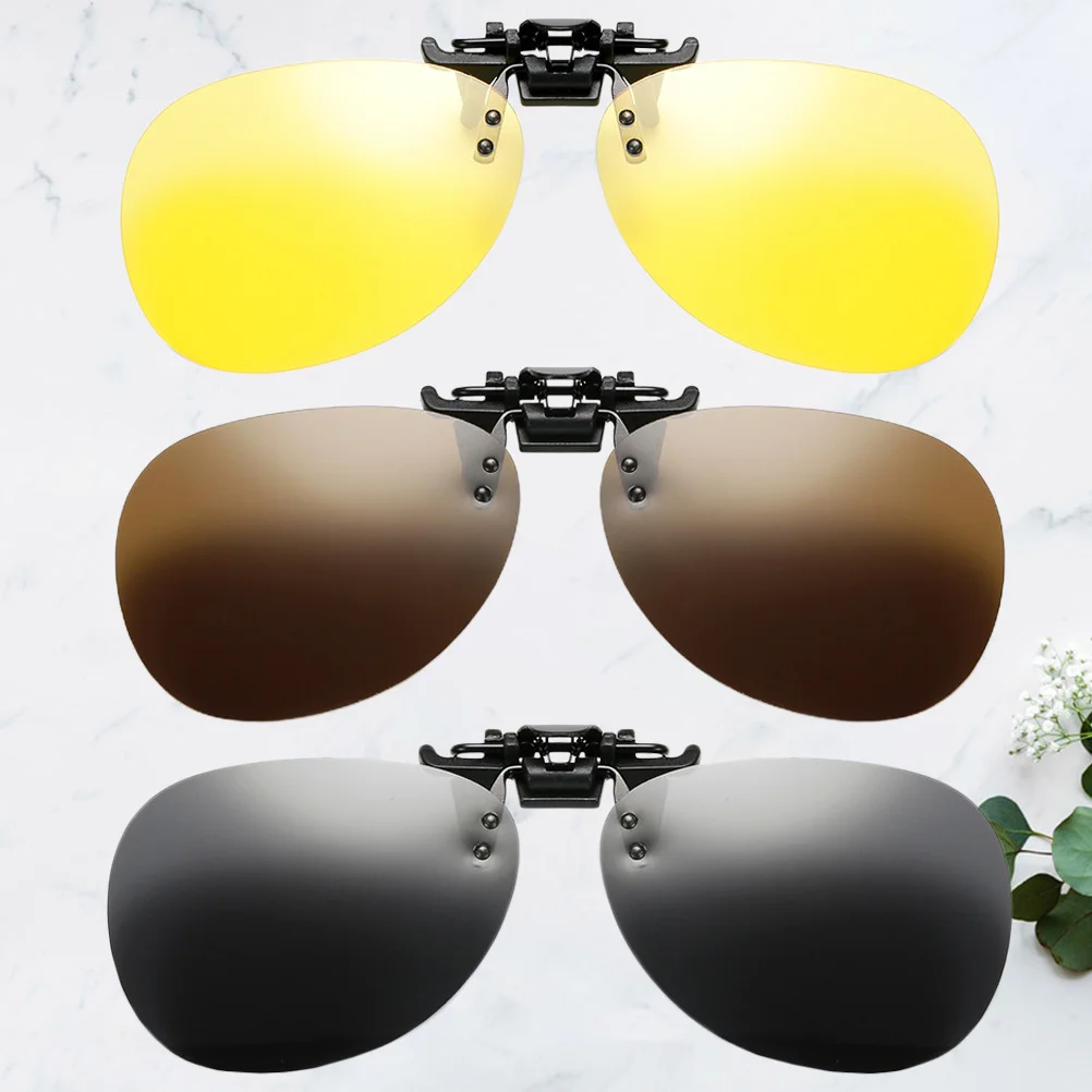 

3Pcs Sunglasses Clip Pieces Scratch Resistant Clear Lenses for Outdoor Use Universal on Sunglasses for Men Women