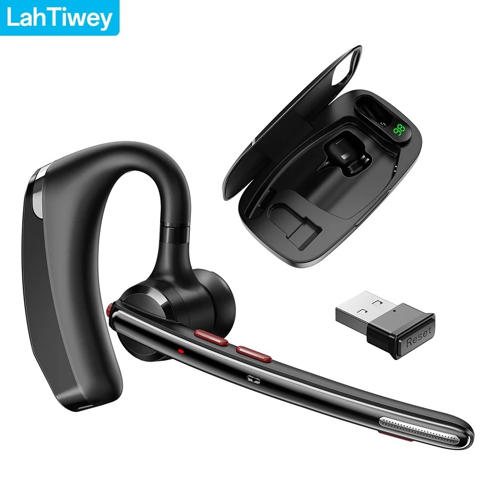 

Bluetooth-гарнитура Lahtiwey с двумя микрофонами с функцией шумоподавления для звонков без помощи рук, беспроводная Bluetooth-гарнитура 5.3 с функцией отключения звука