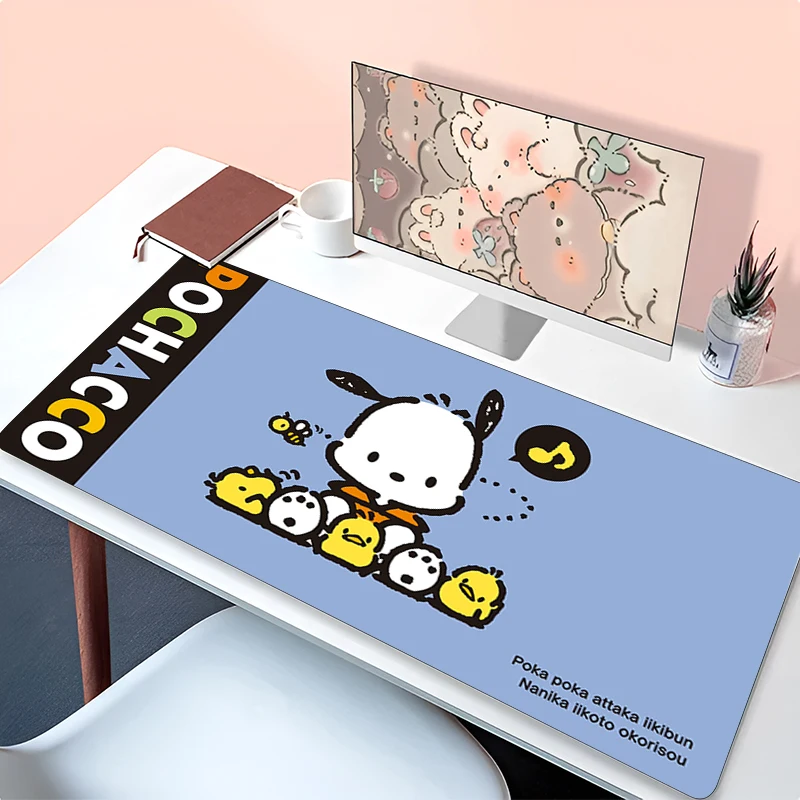 Mouse pad Pad P-pochacco คอมพิวเตอร์แล็ปท็อปอะนิเมะคีย์บอร์ด Kawaii แผ่นรองเม้าส์ขนาดใหญ่ Mousepad คีย์บอร์ดเกม Decoracion โต๊ะ