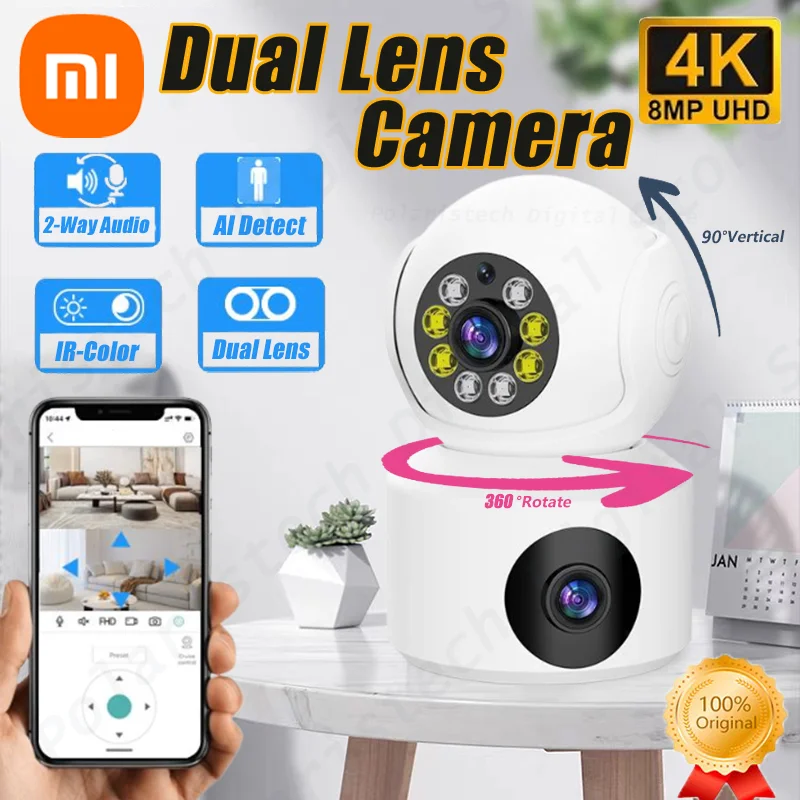 

Xiaomi Dual Lens 360°Rotatable Camera 4K WiFi Surveillance Auto Tracking 2 way Audio Night Vision Monitor Smart Home Mini Camera