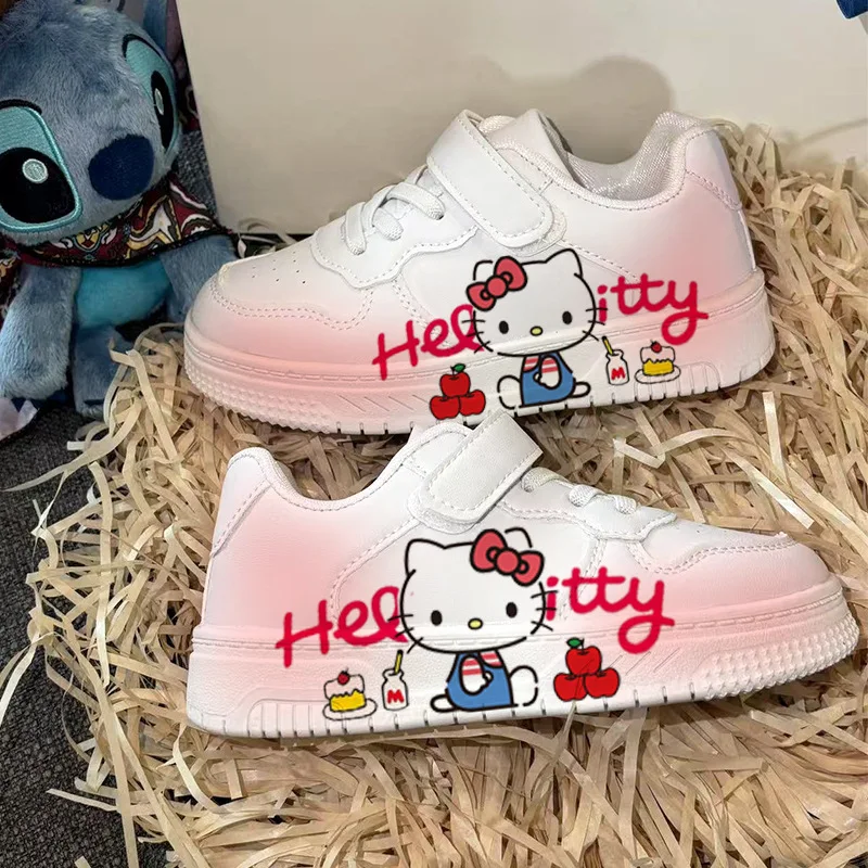 

Белые кроссовки для девочек в стиле аниме Hello Kitty, повседневные кроссовки Kuromi для детей, кроссовки с мультяшными персонажами, белые кроссовки My Melody, кеды.