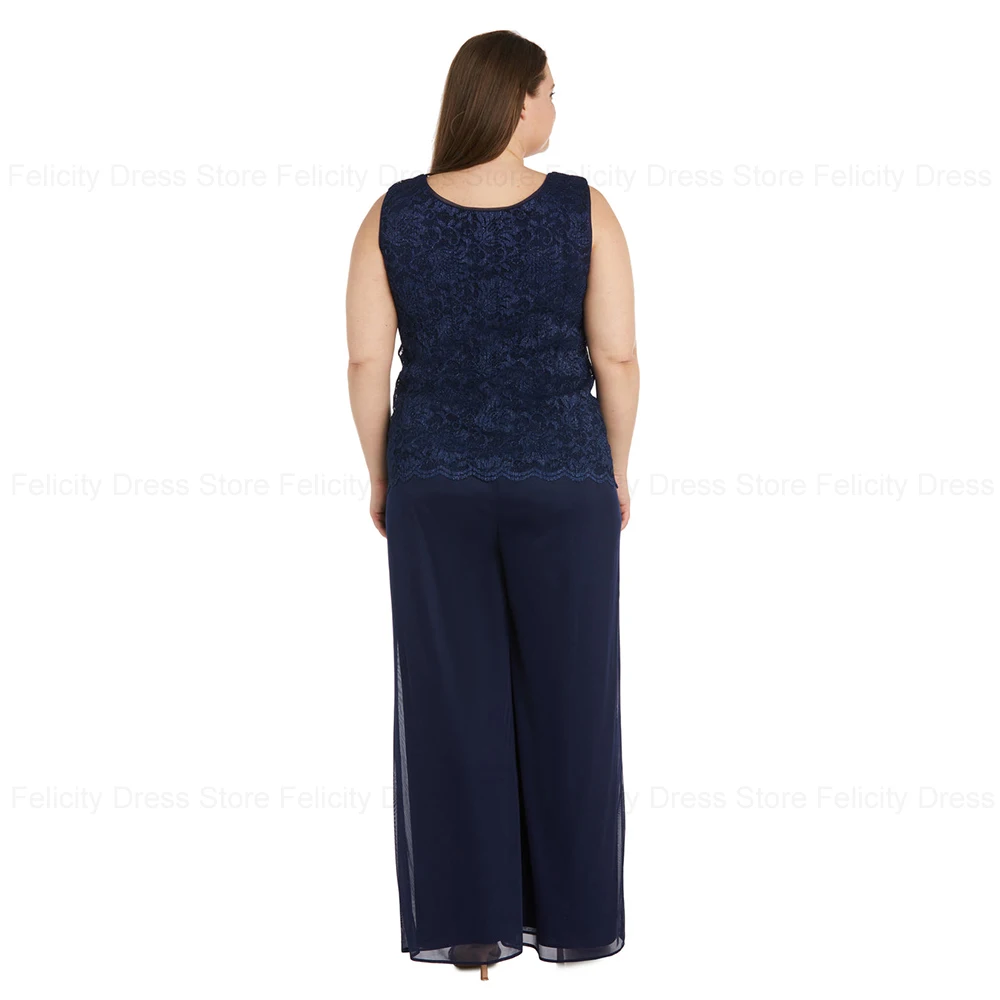 Zweiteiliger Plus Size Mutter der Braut Kleid 2024 Overall mit Jacke Hochzeits gast Kleider Spitze Perlen Hosenanzug boden lang