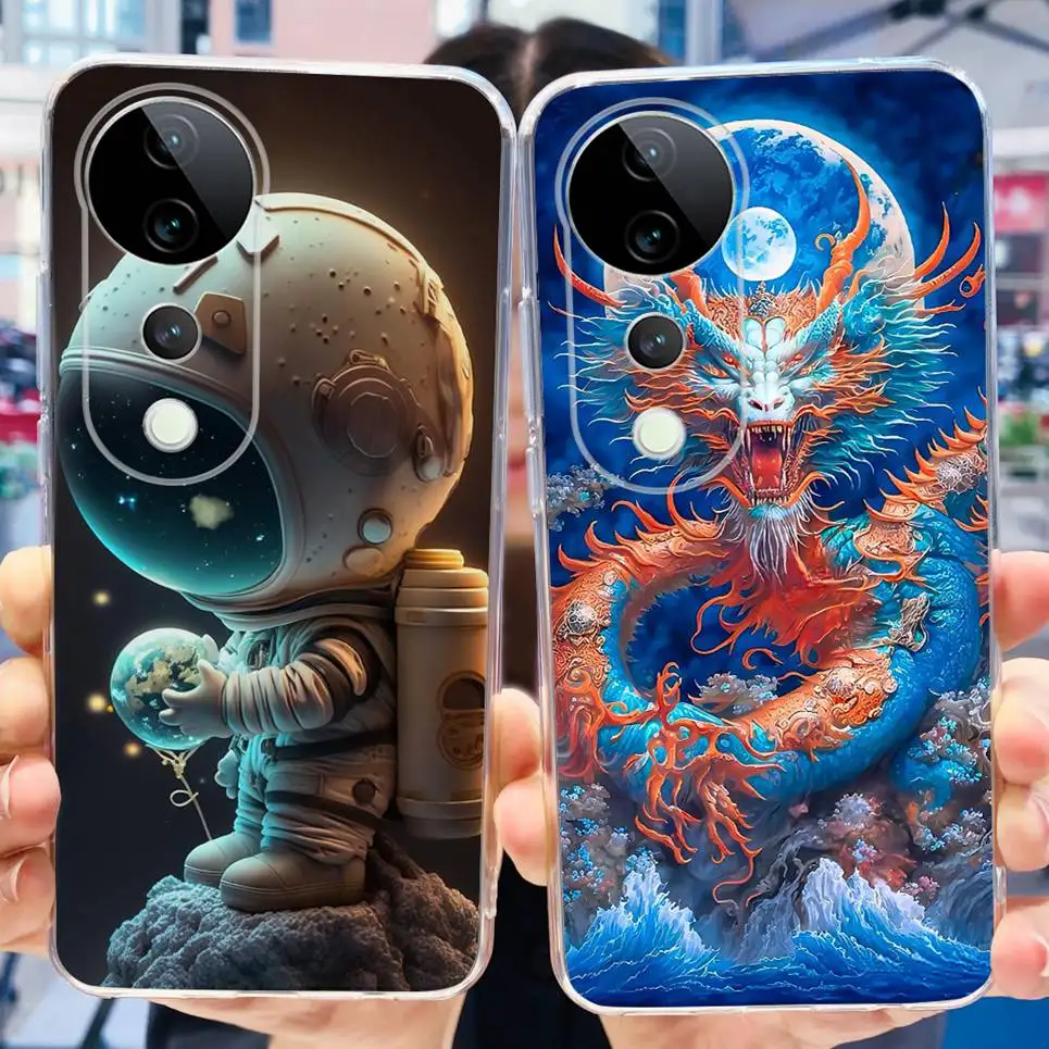 For Vivo S19 Pro V2362A Case Cute Fashion Girly Cartoon Child's Painting Funda Etui For Vivo V40 V40SE Soft TPU Silicone Bumper image 3