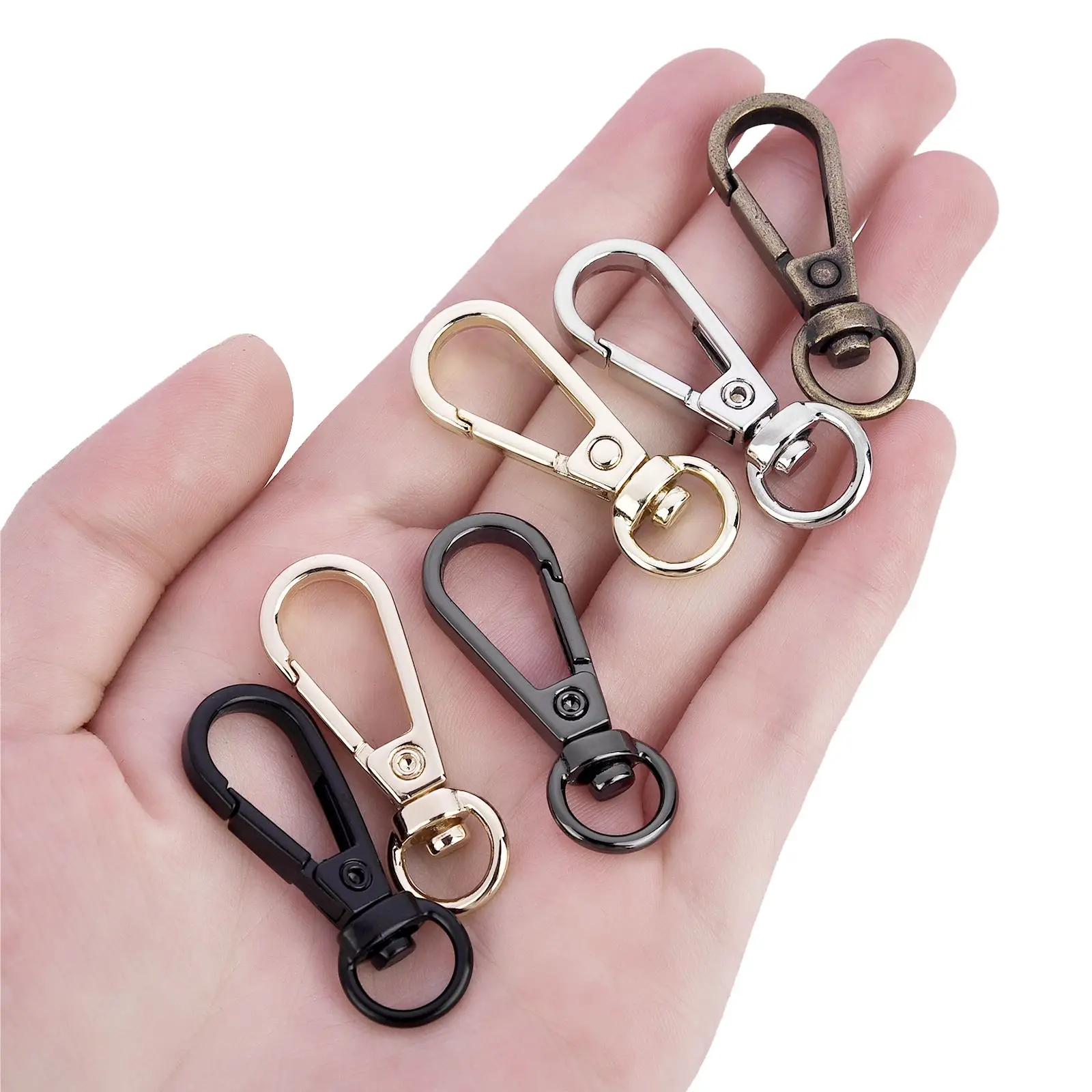 5pcs Metal Swivel O-Ring Eye Snap Hook Trigger Clasps Clips For Leather Craft Bag Strap Belt Webbing Keychain Pendant Accessory