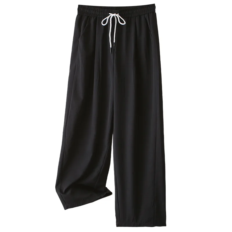 

New Summer Style Simple Drawstring Elastic Waist Wide Leg Pants 100kg Plus Size Women's Casual Trousers 019