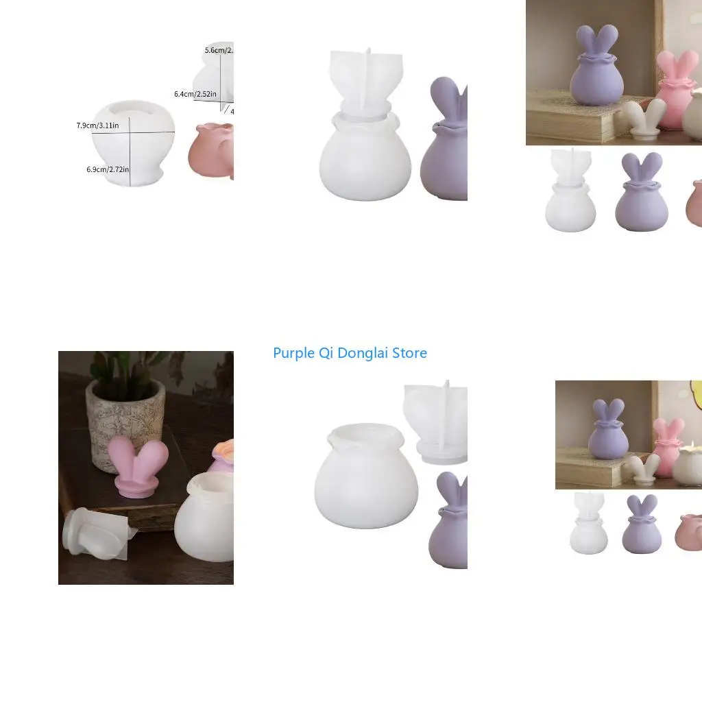 L21E Rabbits Ear Storage Container Moulds Silicone Texture Gift for Craft Lover