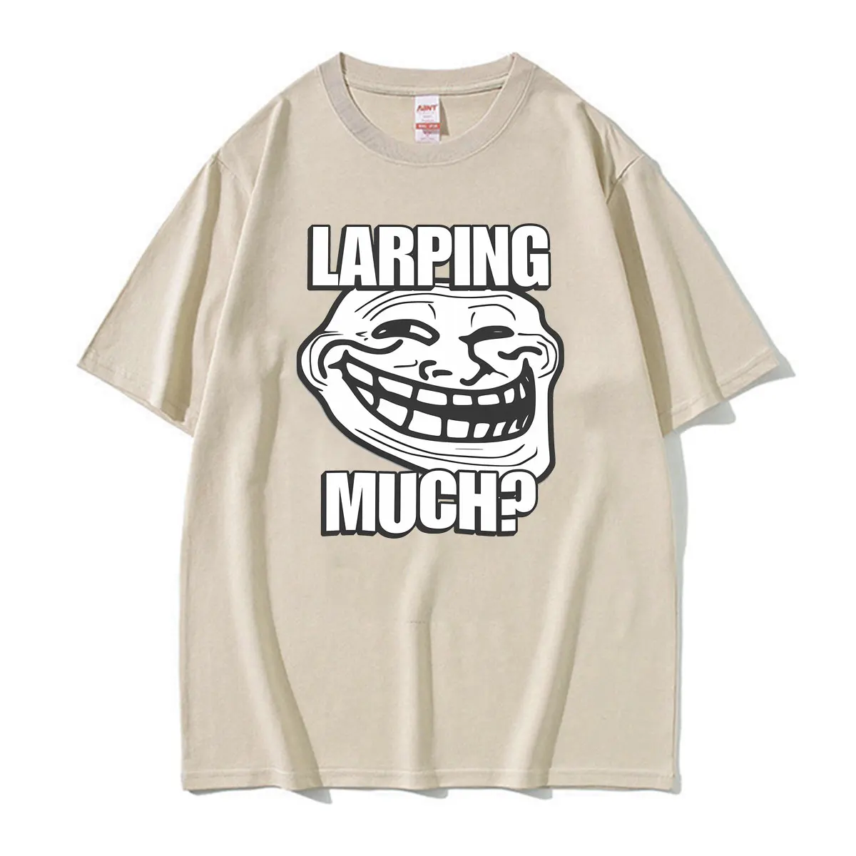Larping Much？Brainrot Meme Funny Trollface Graphic T-shirt Men Women Humor Classic T Shirts Oversized Casual Pure Cotton T Shirt view 6