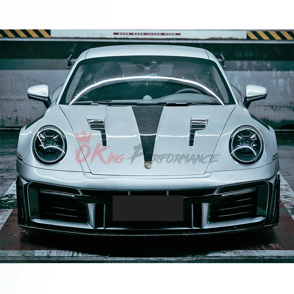 Conjunto de para-choque dianteiro de fibra de carbono seco estilo fantasma para Porsche 911 992 Carrera Turbo S Bodykit