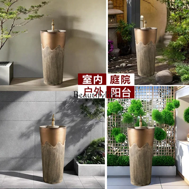 ls 42Outdoor pool basin art large column wash basin