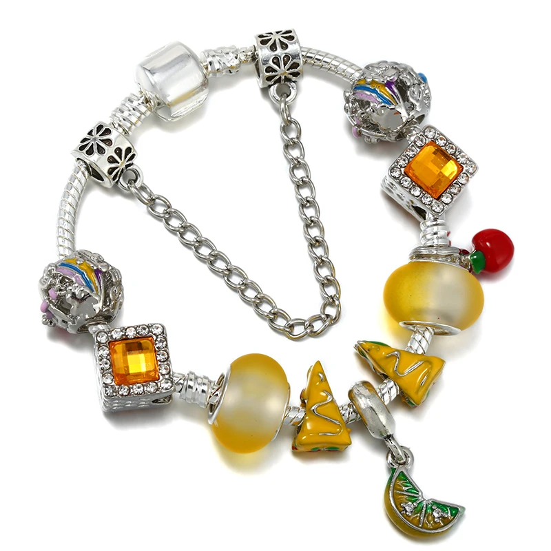 Togory DIY Charm Bracelet For Women With Sandwich Fruit Charms Beads Pendants High-Quality Jewelry Wholesale Dropshipping