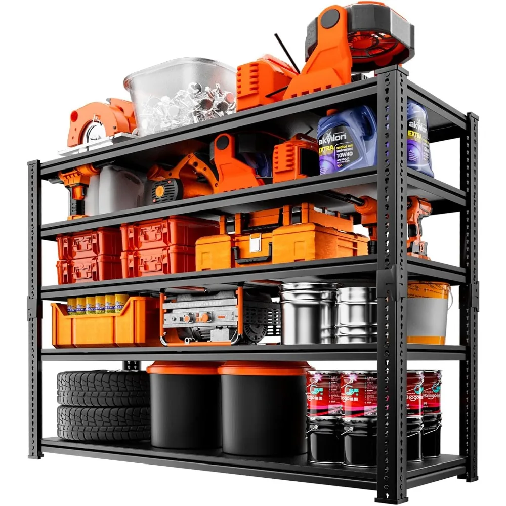 

Storage Shelves Heavy Duty, 48"L x 18"W x 72"H Garage Storage Shelves Unit Loads 3700LBS, 5-tier Adjustable Metal Industrial