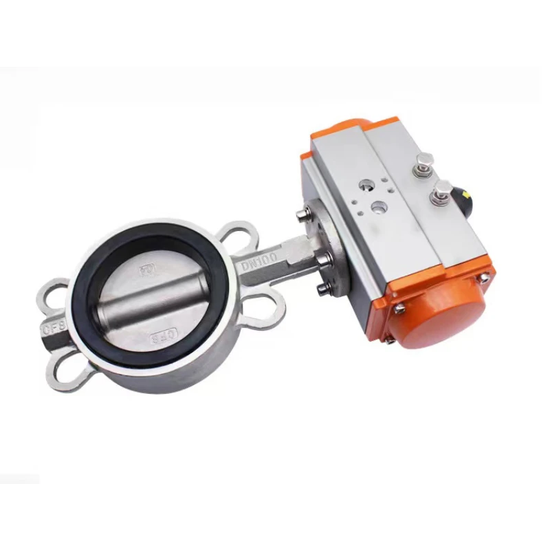 Custom Factory Supply DN40 Cast Steel Soft Seal Stainless Steel Pneumatic Butterfly Valve