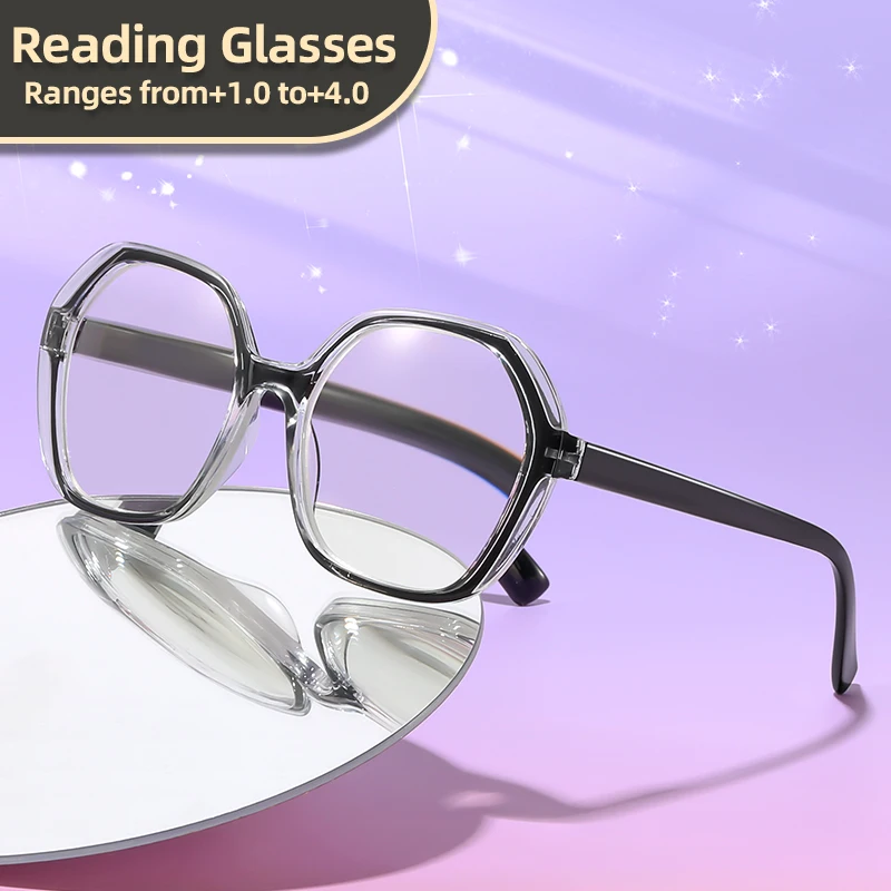 Oyalie Sechseckige Lesebrille Brechen Sie die traditionelle Form, verabschieden Sie sich im altmodischen Look, leichtes Material, bequeme Bügel, sechseckiges Farbverlaufsdesign, geeignet für