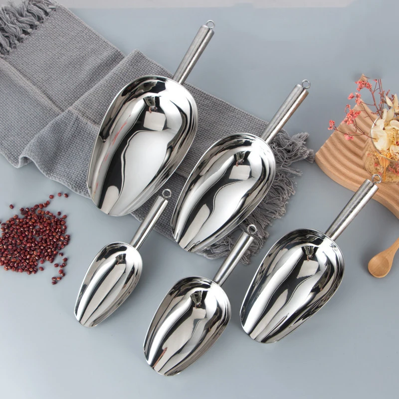 1 Stuks Rvs Ice Scoop Bar Pub Thuis Keuken Ijsblokjes Spice Suiker Meel Moer Scoop Keuken Gadget Ronde schop Scoop