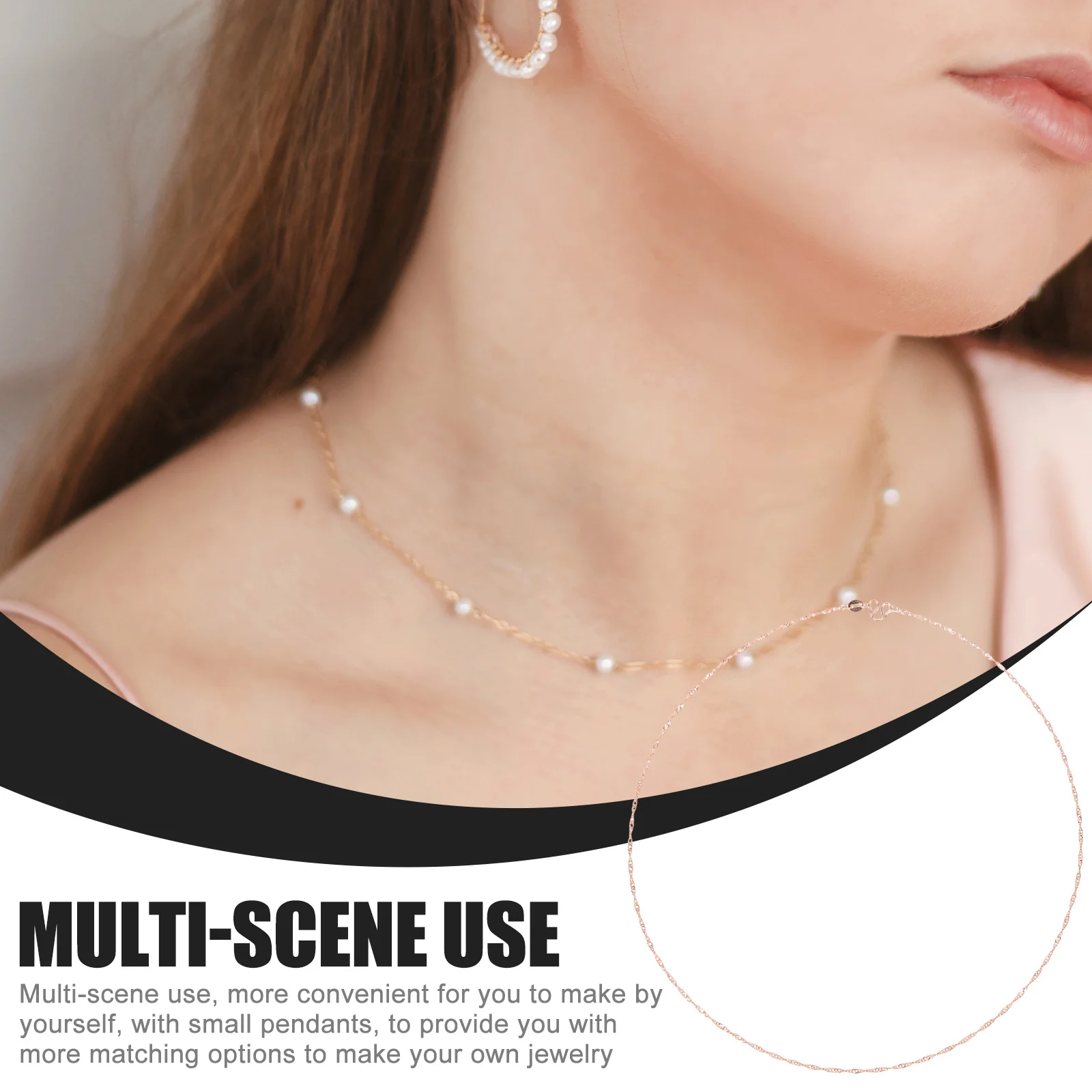 

6Pcs Rose Gold Necklace Chains Elegant Copper DIY Jewelry Making Supplies Thin Long Choker Chains for Handmade Necklaces Gifts