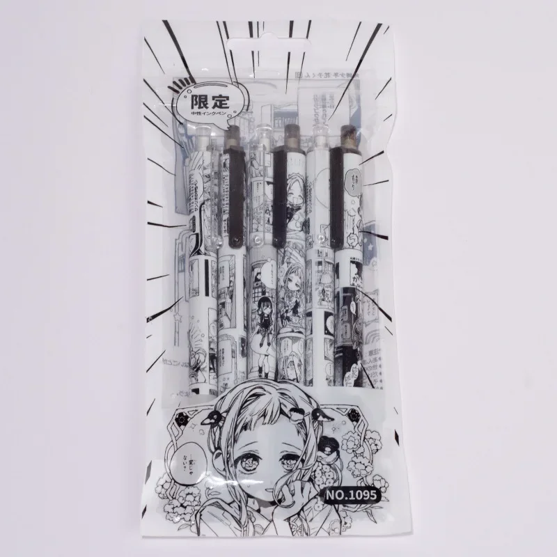 6Pcs Cartoon Anime Di Fu Shao Nian Hua Zi Jun Character Gel Pen 0.5mm Black Ink Press Pen Office School Supplies Stationery Gift